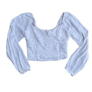 🤍 Hollister White Eyelet Corset Long Sleeve Top M NWT